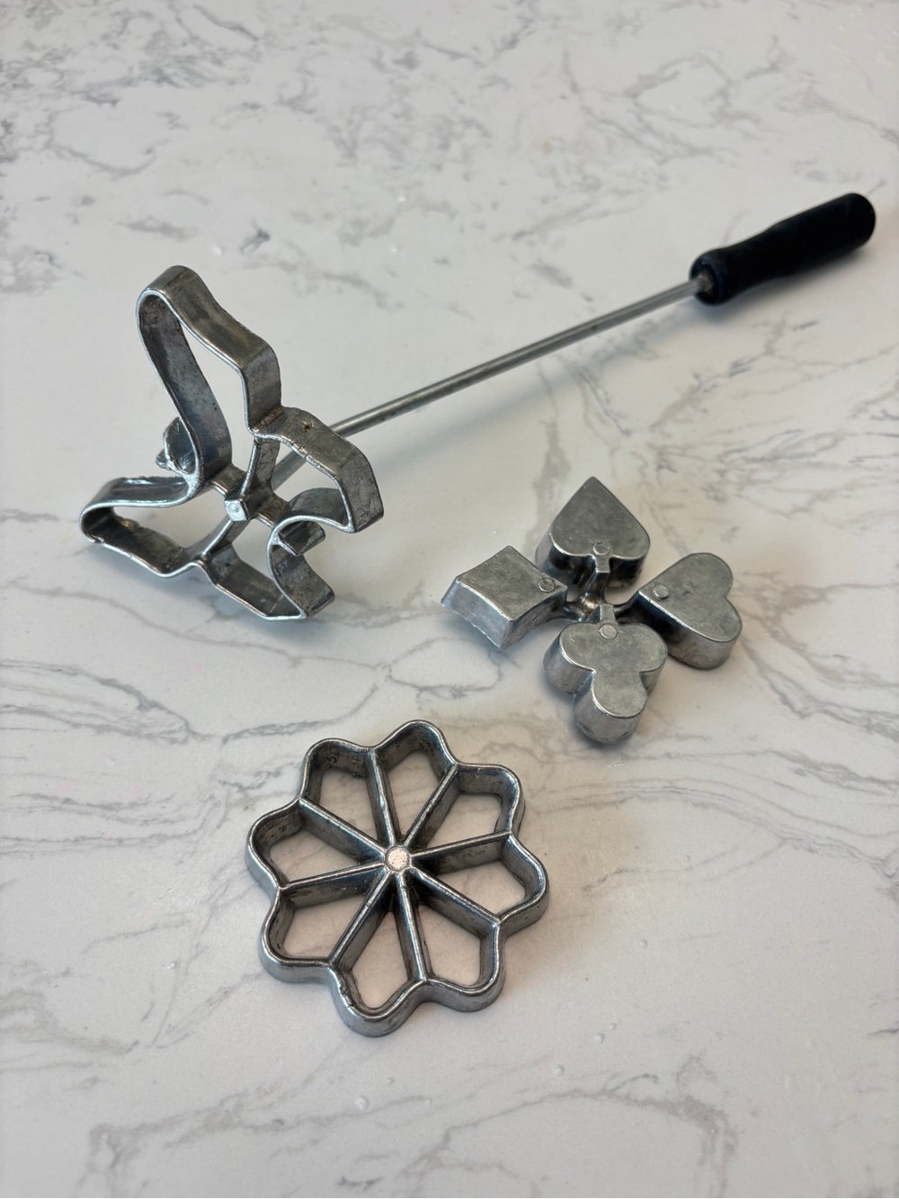 Vintage Rosette Molds. Heart club diamond spade/ flower/ butterfly plus handle.
